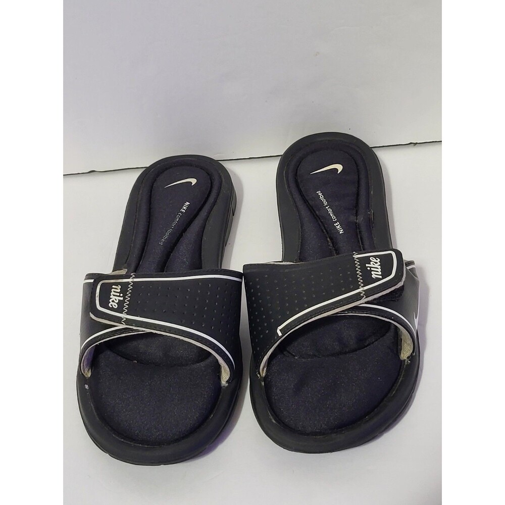 Nike Sandals Womens Size 7 Black Slides Comfort Footbed Strap F3